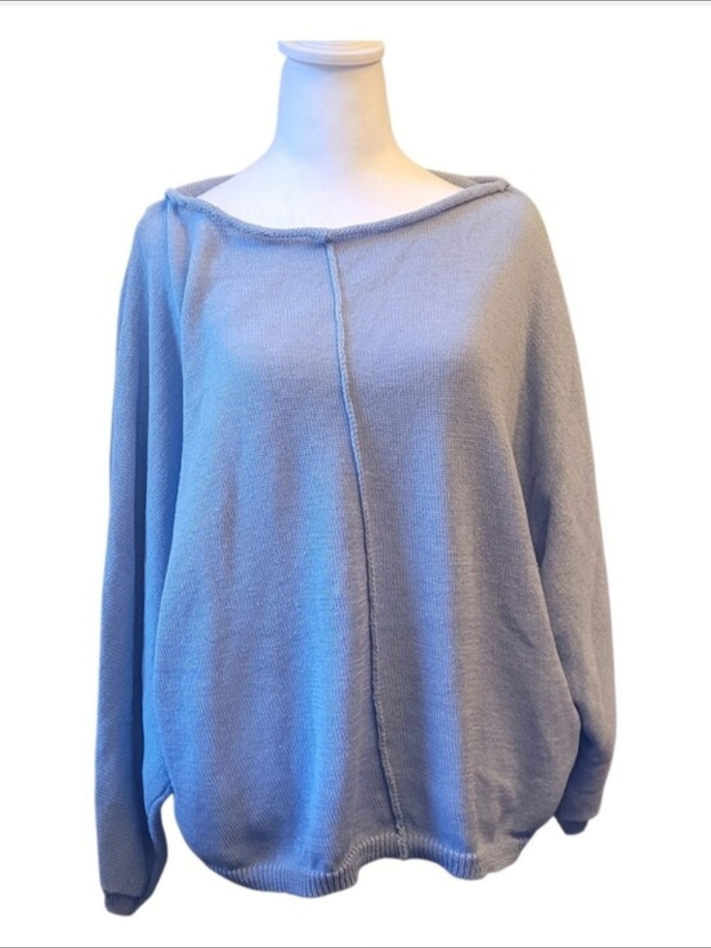 Zara Sky Blue Off-the-Shoulder Knit Pullover